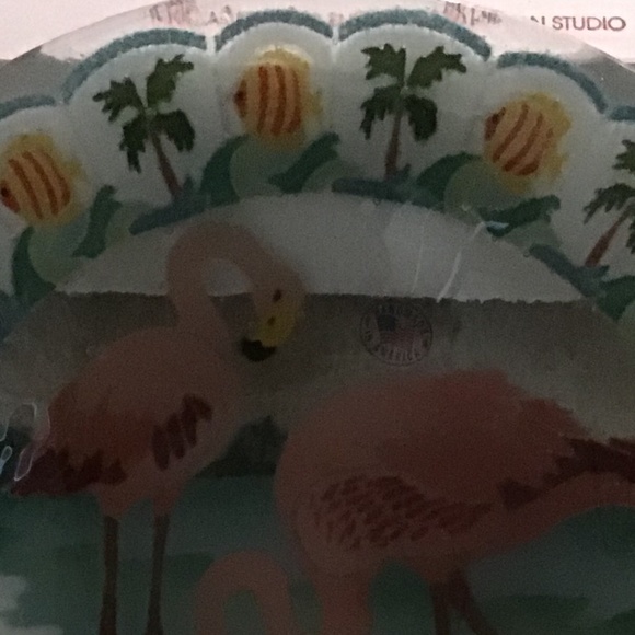Vintage RARE SIGNED Peggy Karr Flamingo Plate - Picture 4 of 11